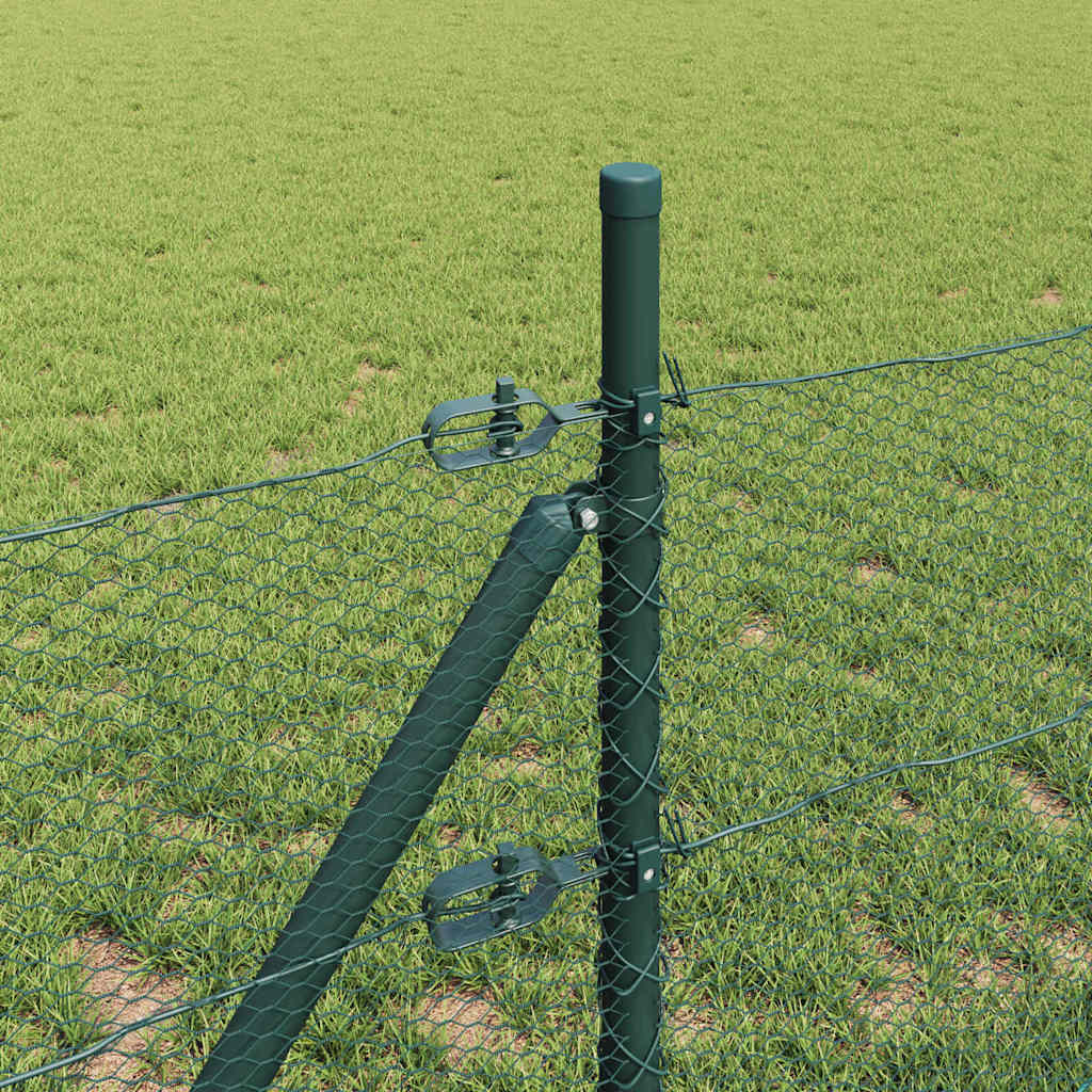 Recinzione metallica saldata verde foresta 25 x 0,5 m con pilastri