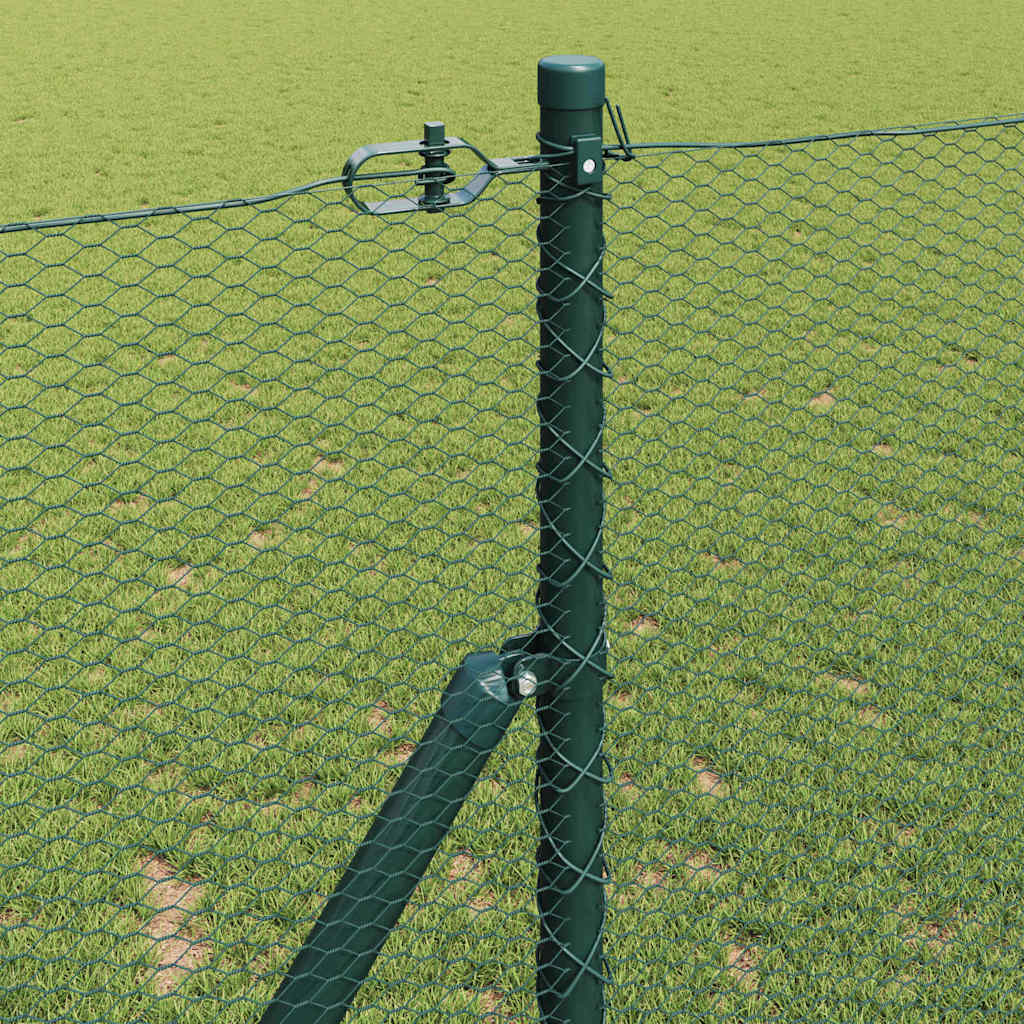 Recinzione metallica saldata verde foresta 25 x 1 m con pilastri