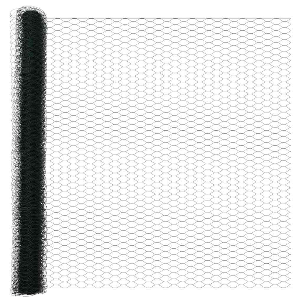 Recinzione metallica saldata verde 25 x 1,6 m con 13 pali in acciaio rivestito PVC