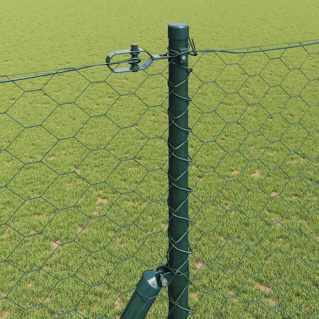 Recinzione metallica saldata verde 25 x 1,6 m con pilastri