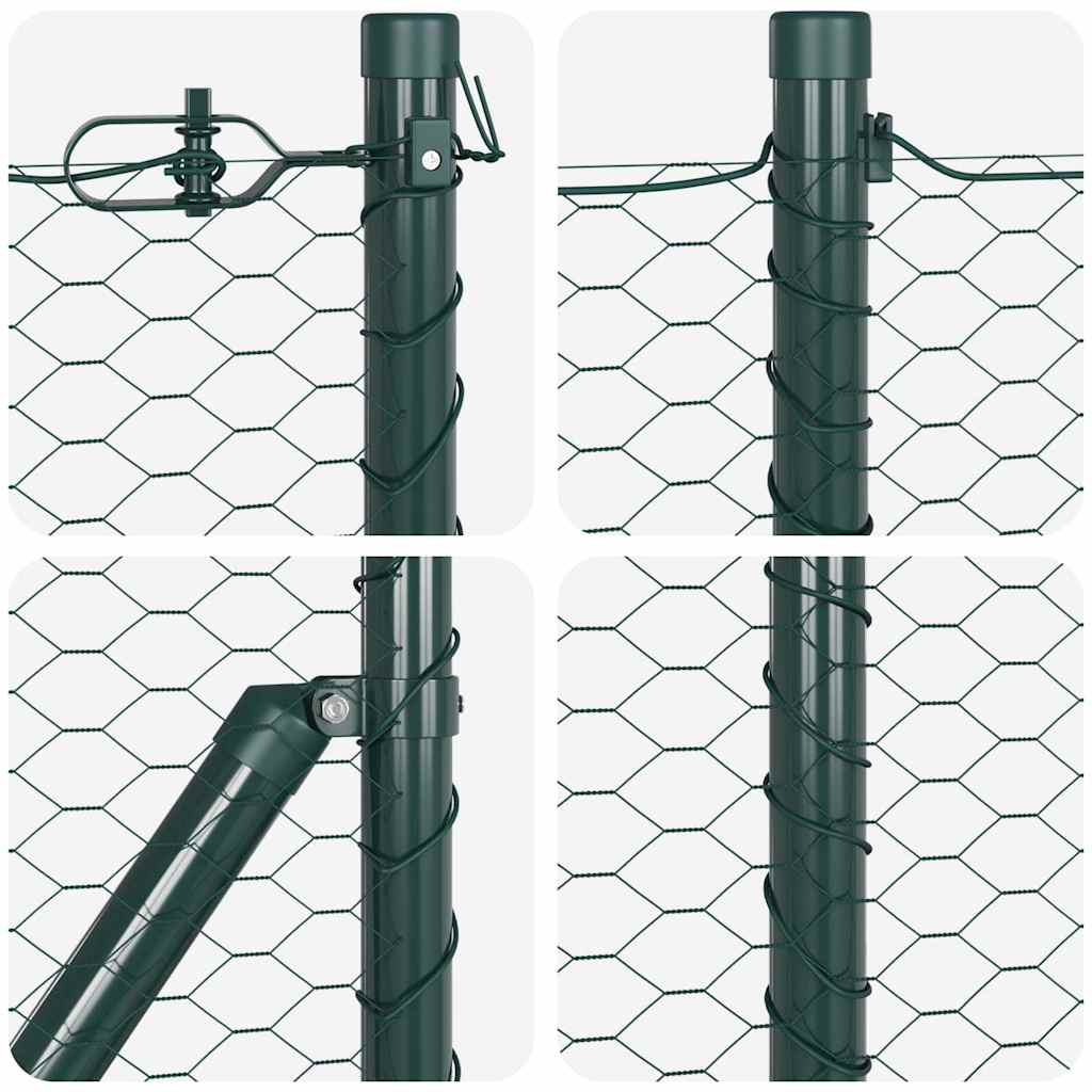 Recinzione metallica saldata 50 x 0,5 m con pilastri - Acciaio rivestito PVC verde