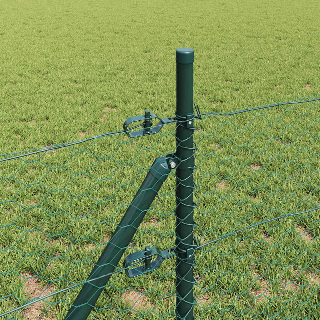 Recinzione metallica saldata in acciaio PVC verde 50 x 0,6 m con pilastri