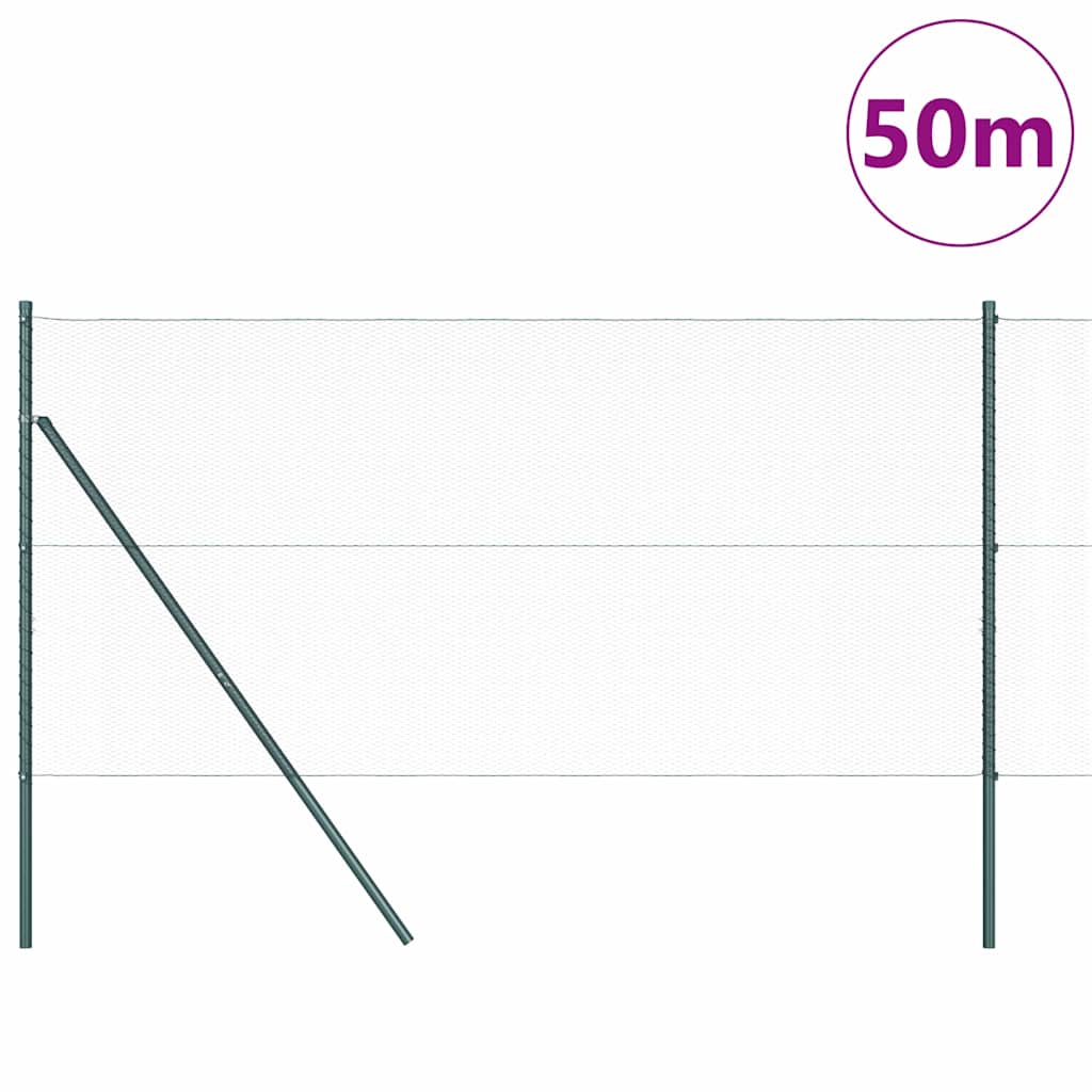 Recinzione metallica saldata 50 x 1 m con pilastri in acciaio rivestito PVC verde