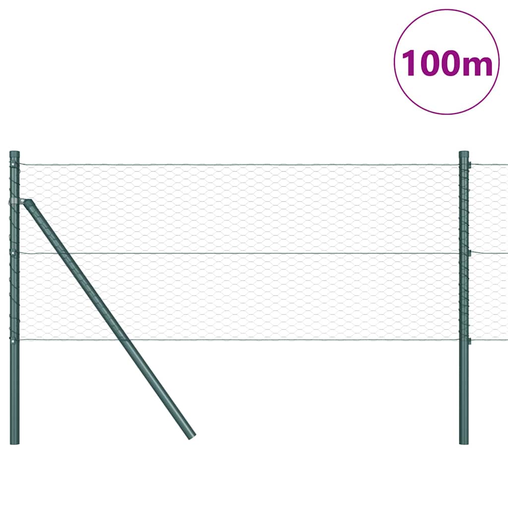 Recinzione metallica saldata in rete 100x60 cm con pilastri - Acciaio PVC verde