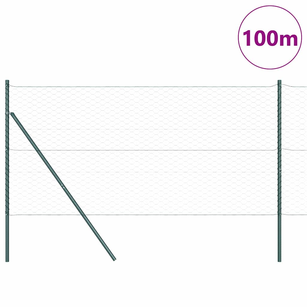 Recinzione metallica saldata 100 x 1,4 m con pilastri in acciaio rivestito PVC verde