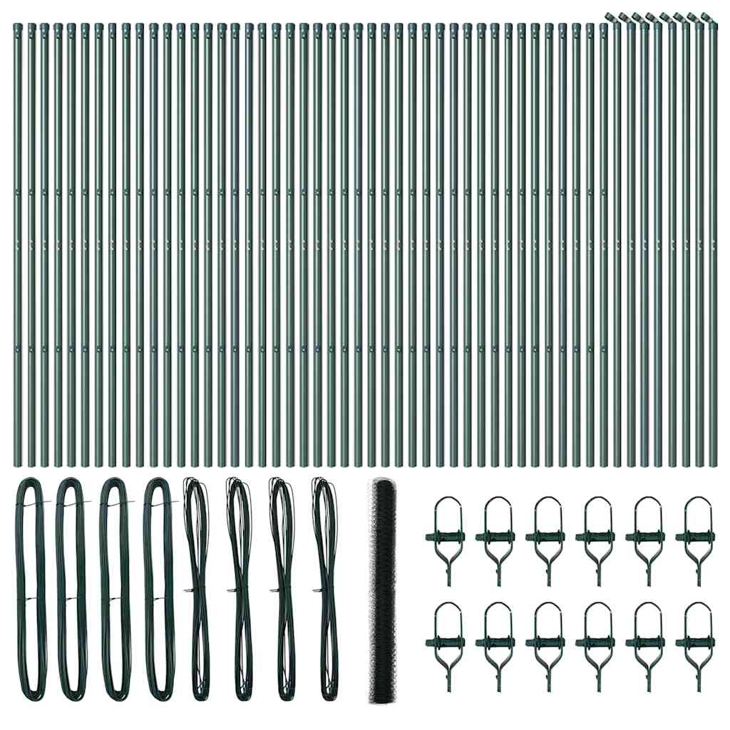 Recinzione metallica saldata in rete 100 x 1,5 m con pali - Acciaio rivestito PVC verde
