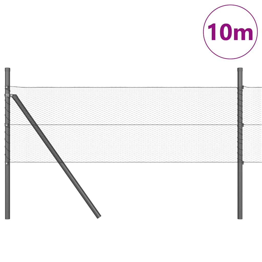 Recinzione metallica saldata 10 x 0,5 m con pilastri - Acciaio PVC grigio