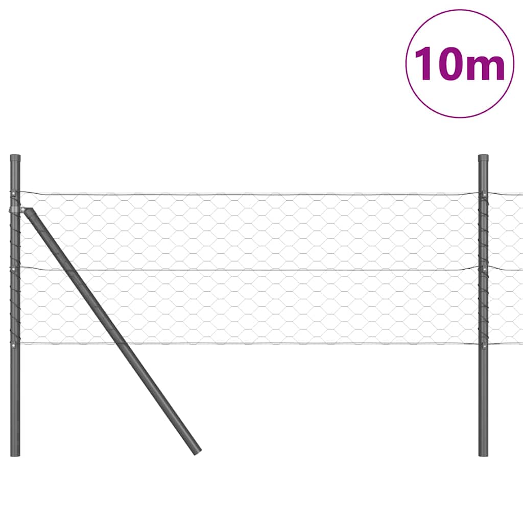 Recinzione metallica saldata 10x0,8 m con pilastri in acciaio rivestito PVC - Grigio