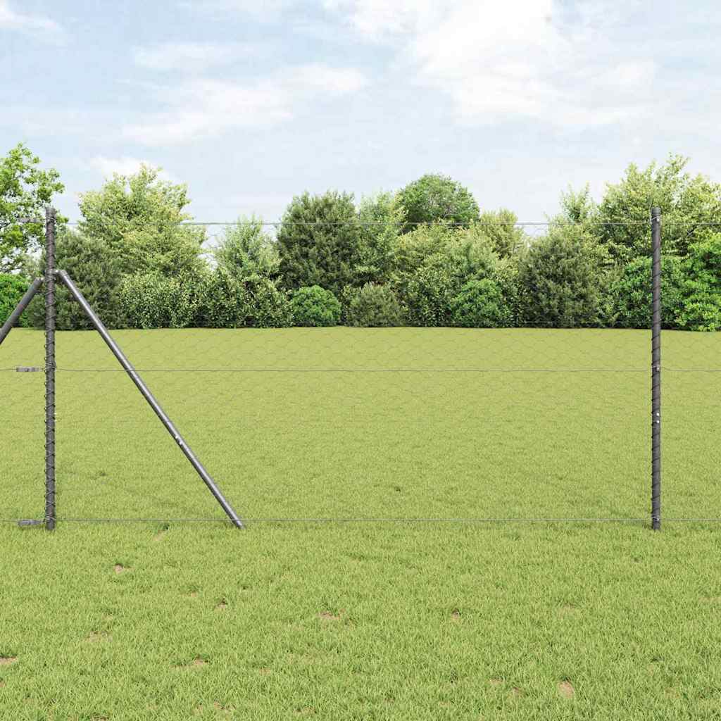Recinzione metallica saldata in acciaio PVC grigio 10x1,2m con pilastri