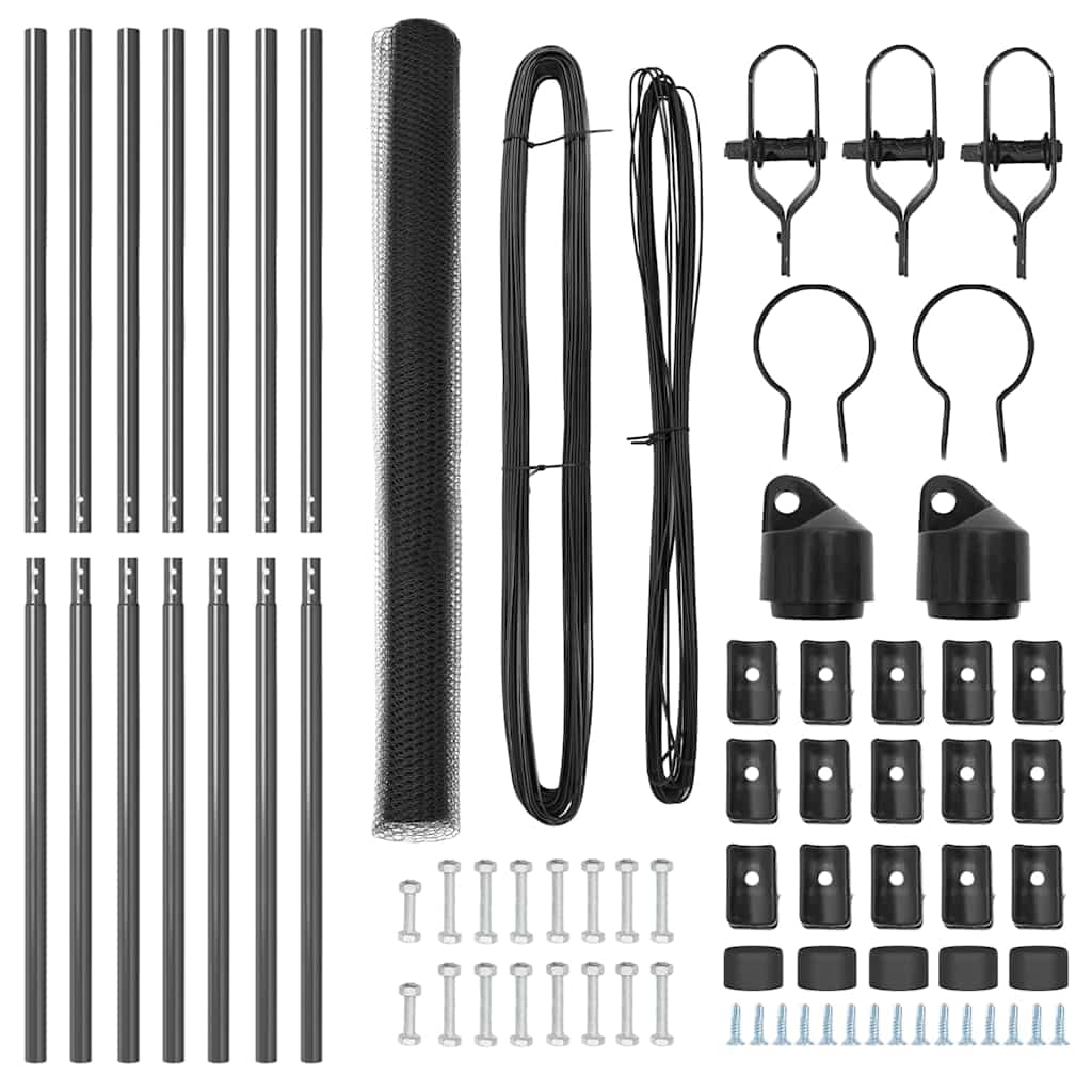 Recinzione metallica saldata in rete 10 x 1,5 m con pilastri