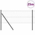 Recinzione metallica saldata grigia 25 x 0,6 m con pilastri in acciaio rivestito PVC