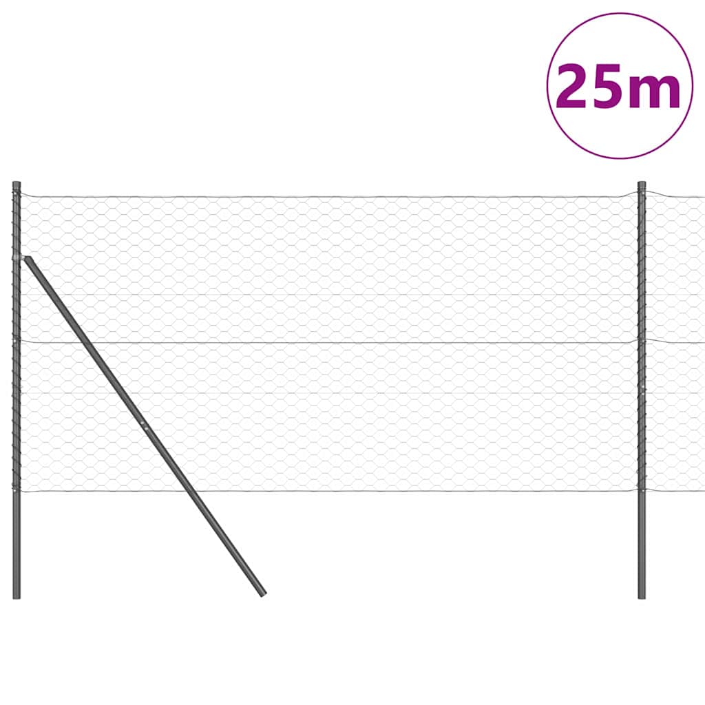 Recinzione metallica saldata 25 x 1,4 m con pilastri - Acciaio PVC grigio