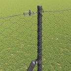 Recinzione metallica saldata 25 x 1,6 m con pilastri in acciaio rivestito PVC grigio