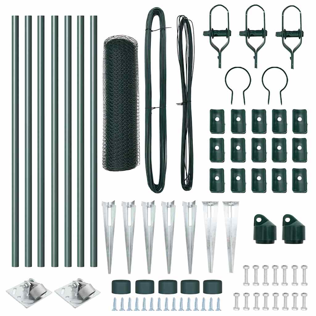 Recinzione in rete saldata con punte 10 x 0,5 m - Acciaio rivestito PVC verde