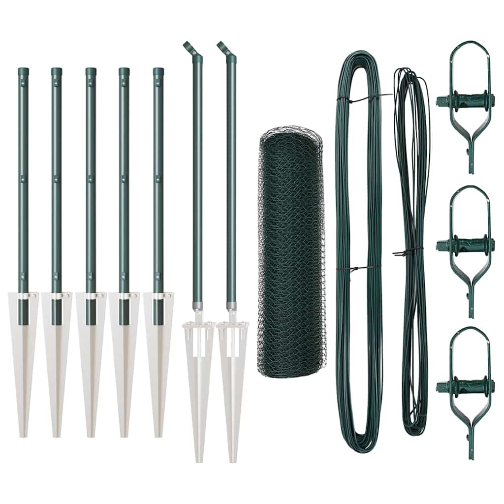 Recinzione in rete saldata con punte 10 x 0,5 m - Acciaio rivestito PVC verde
