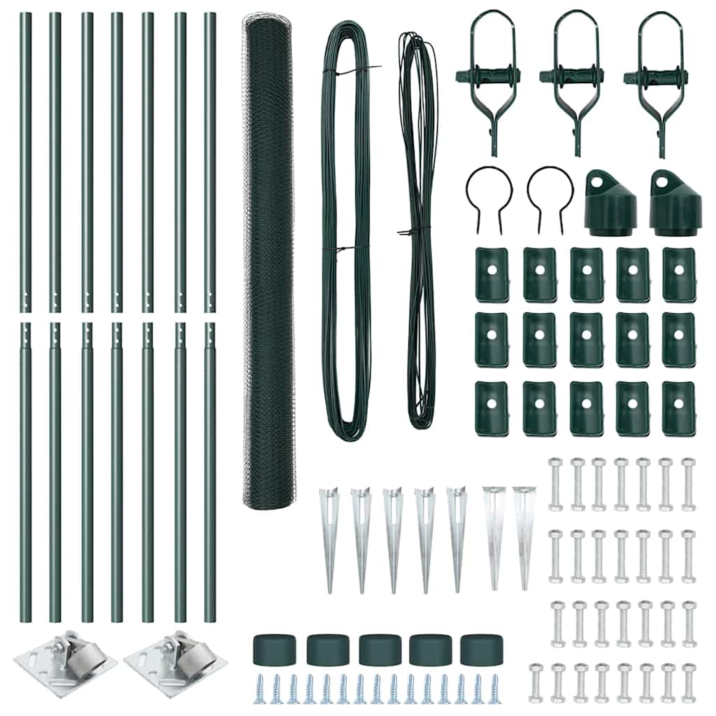 Recinzione in rete saldata con punte 10 x 1,5 m - Acciaio rivestito PVC verde