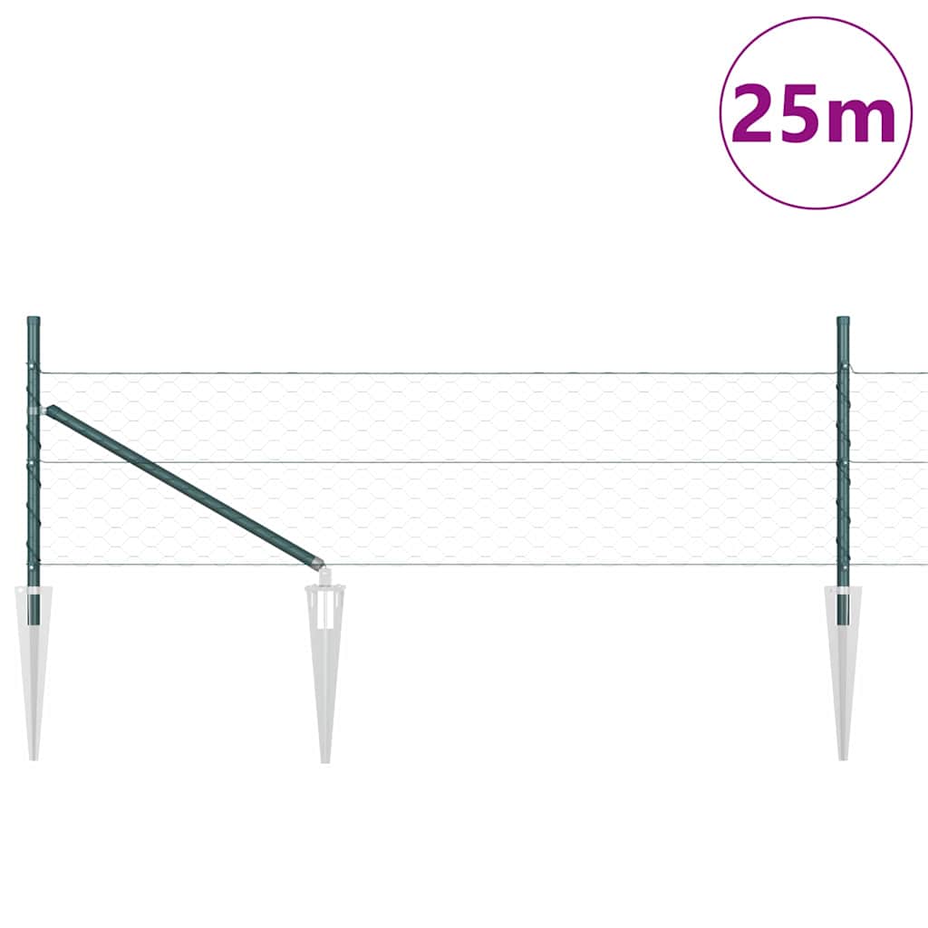 Recinzione in rete saldata con punte 25 x 0,5 m - Acciaio rivestito PVC verde foresta