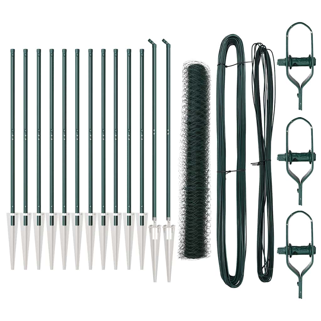 Recinzione in rete saldata con punte 25 x 1 m (L x H) - Acciaio rivestito PVC verde foresta