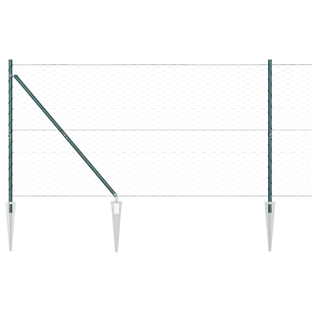 Recinzione in rete saldata con punte 25 x 1,4 m - Acciaio rivestito PVC verde