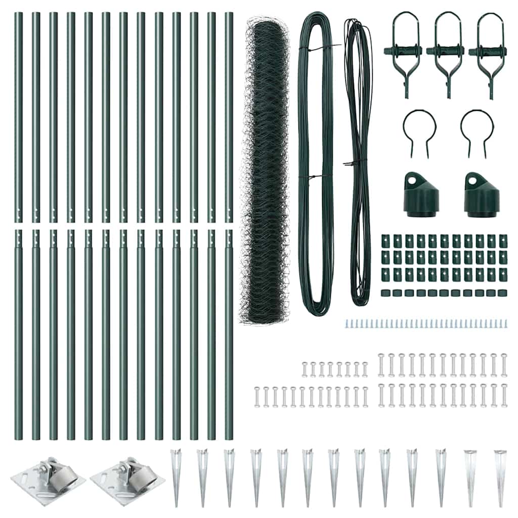 Recinzione in rete saldata con punte 25 x 1,4 m - Acciaio rivestito PVC verde