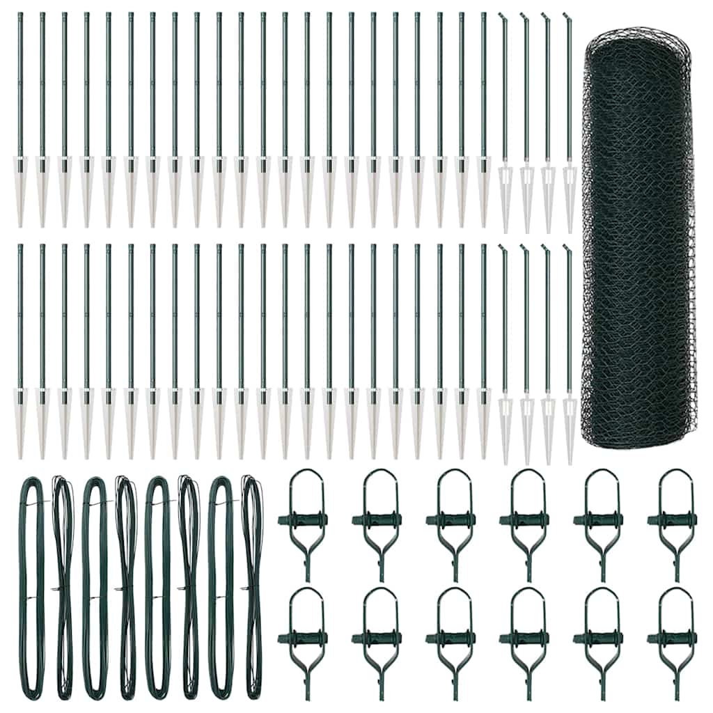 Recinzione in rete saldata con punte 100 x 0,5 m - Acciaio rivestito PVC verde