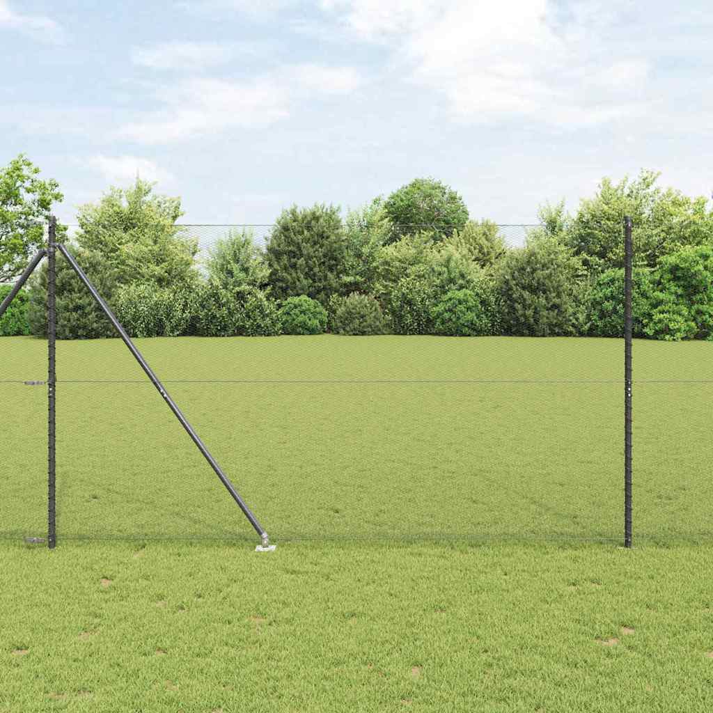 Recinzione in rete saldata con punte 10 x 1,5 m - Acciaio rivestito PVC grigio