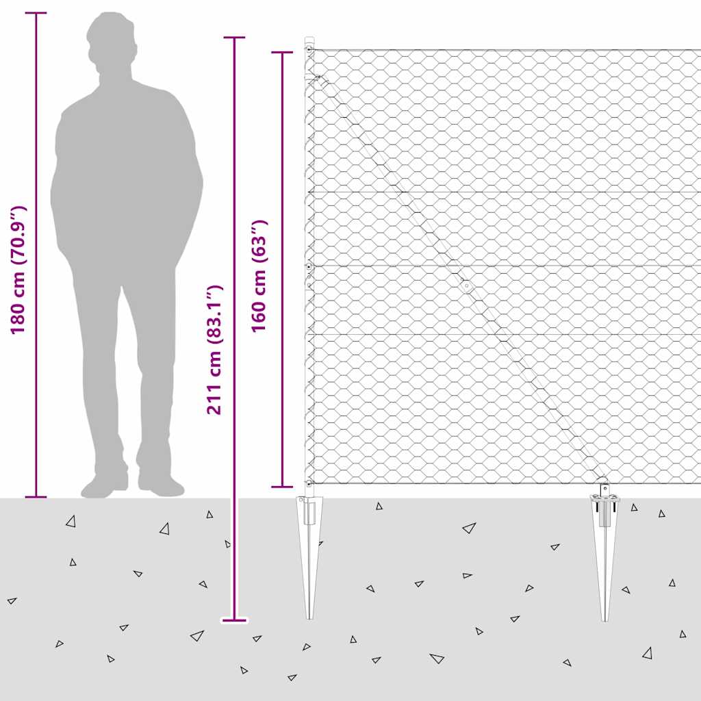 Recinzione in rete saldata con punte 10 x 1,6 m
