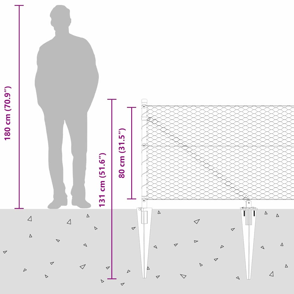 Recinzione in rete saldata con punte 25 x 0,8 m