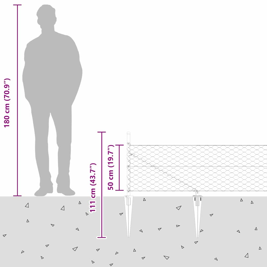 Recinzione in rete saldata con punte 50 x 0,5 m