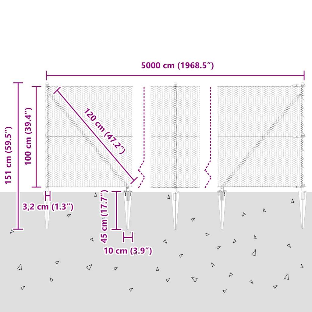 Recinzione in rete saldata con punte 50 x 1 m