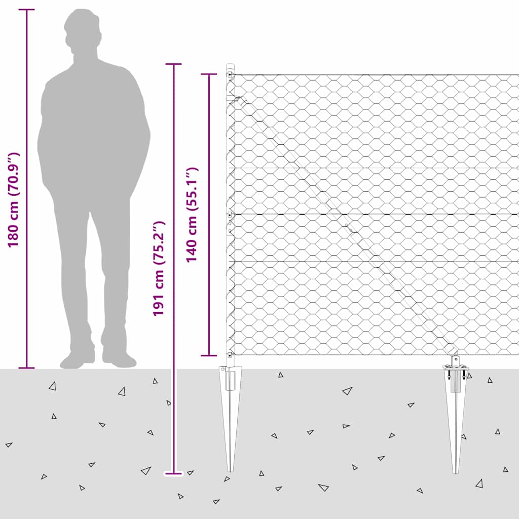 Recinzione in rete saldata con punte 50 x 1,4 m