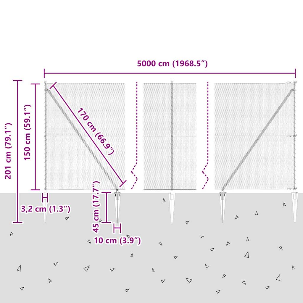 Recinzione in rete saldata con punte 50 x 1,5 m
