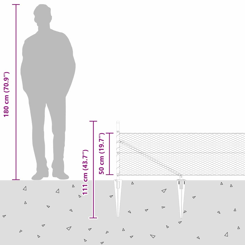 Recinzione in rete saldata con punte 100 x 0,5 m