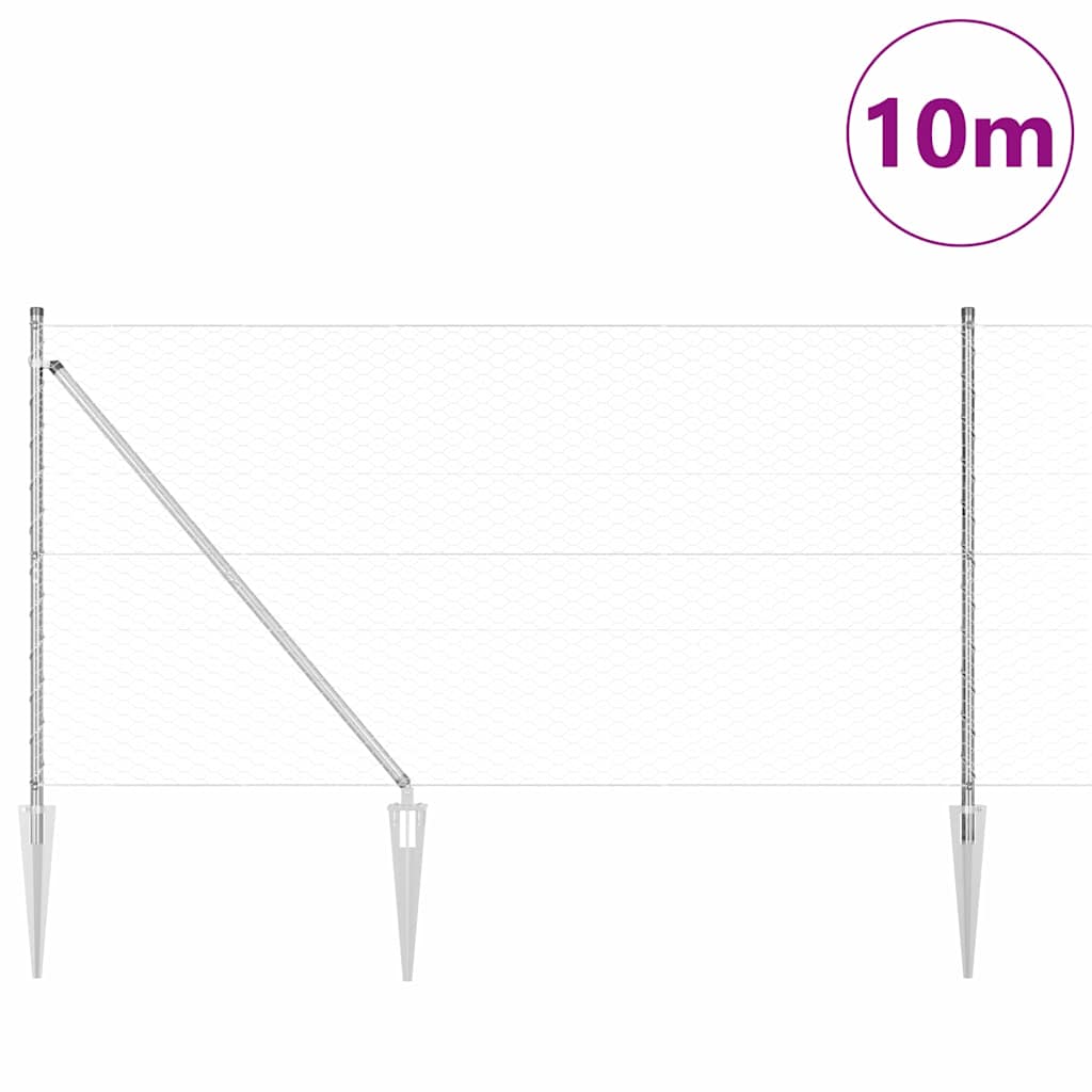 Recinzione in rete saldata con punte 10 x 1,2 m - Acciaio zincato