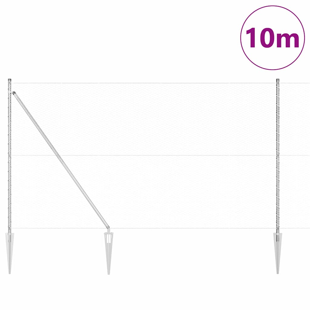 Recinzione in rete saldata con punte 10 x 1,6 m - Acciaio zincato
