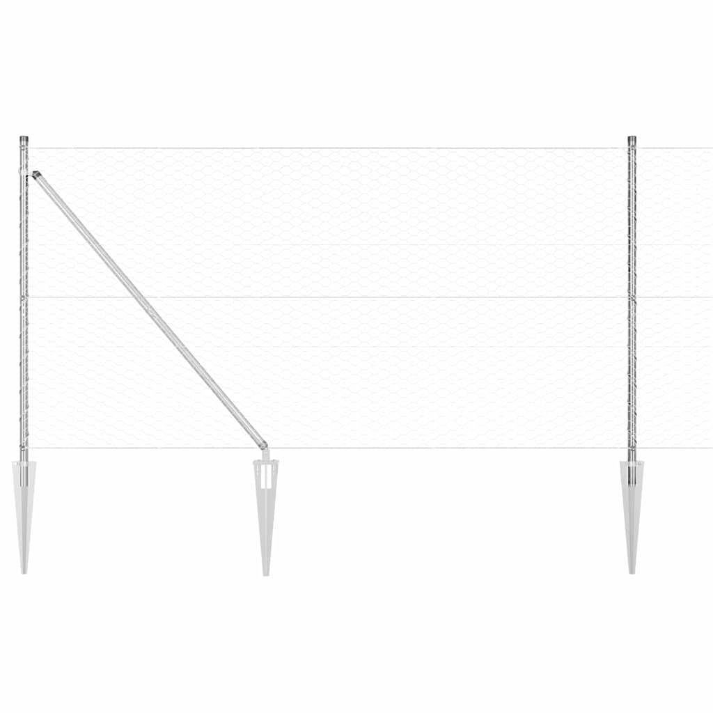 Recinzione in rete saldata zincata 25 x 1,4 m con pali e punte