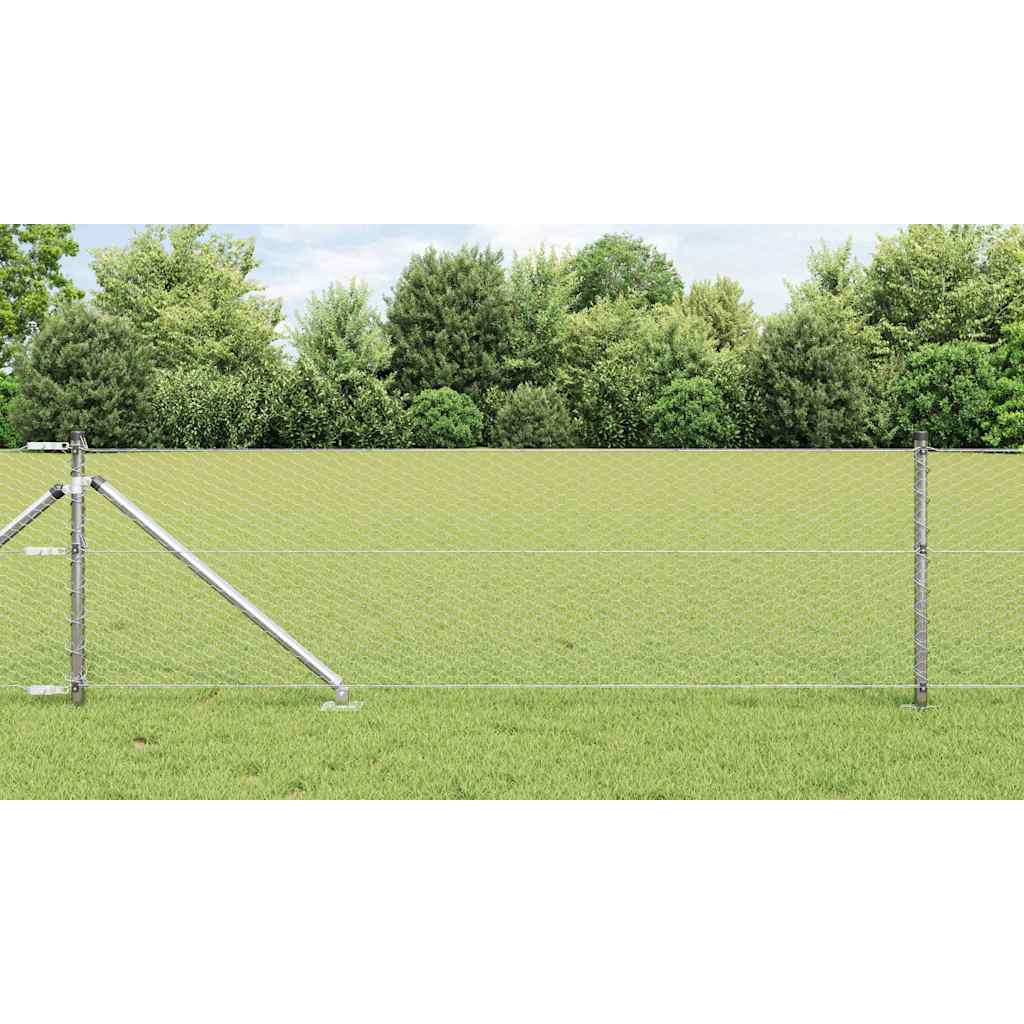 Recinzione in rete saldata zincata 50 x 0,6 m con pali e accessori