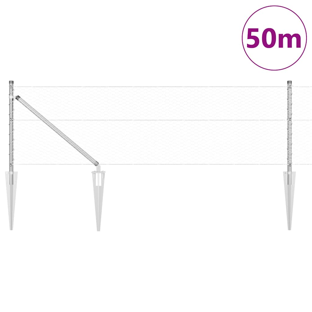 Recinzione in rete saldata zincata 50 x 0,6 m con pali e accessori