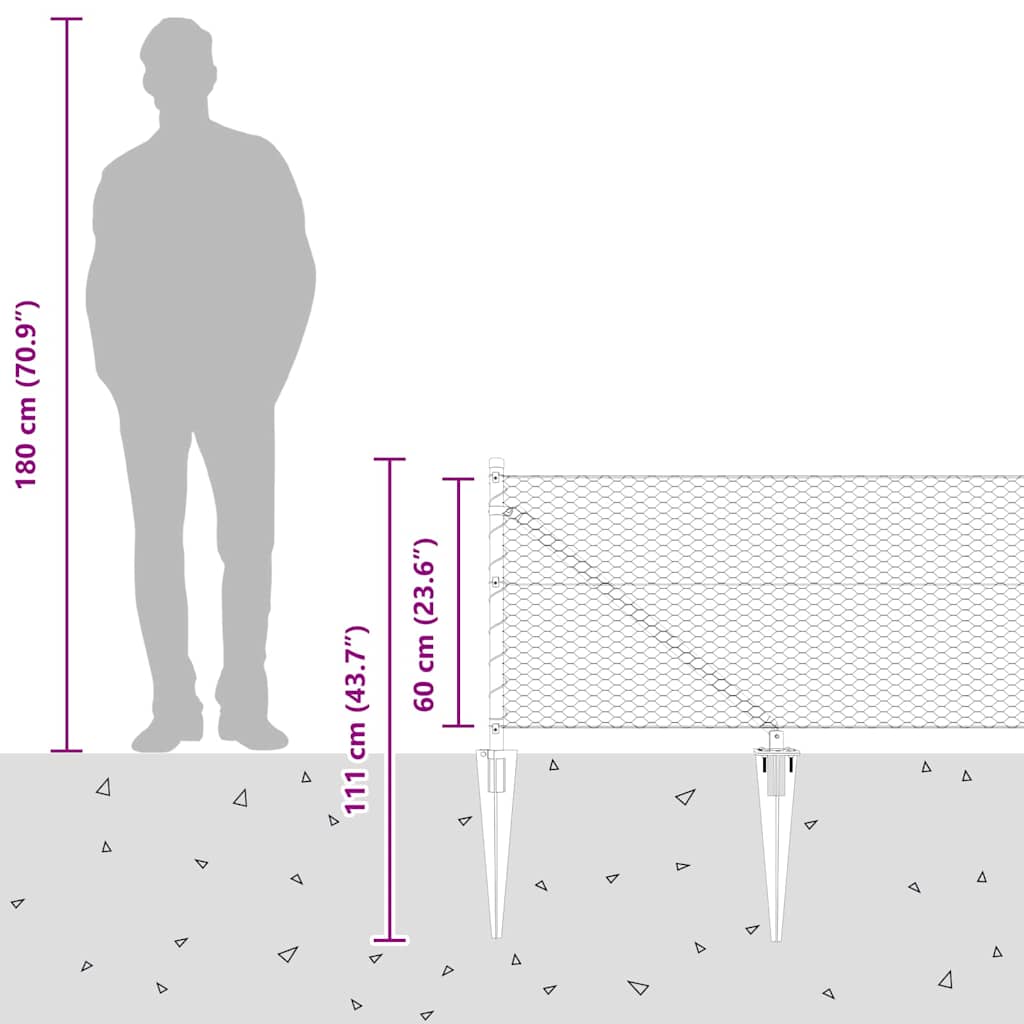 Recinzione in rete saldata con punte 100 x 0,6 m