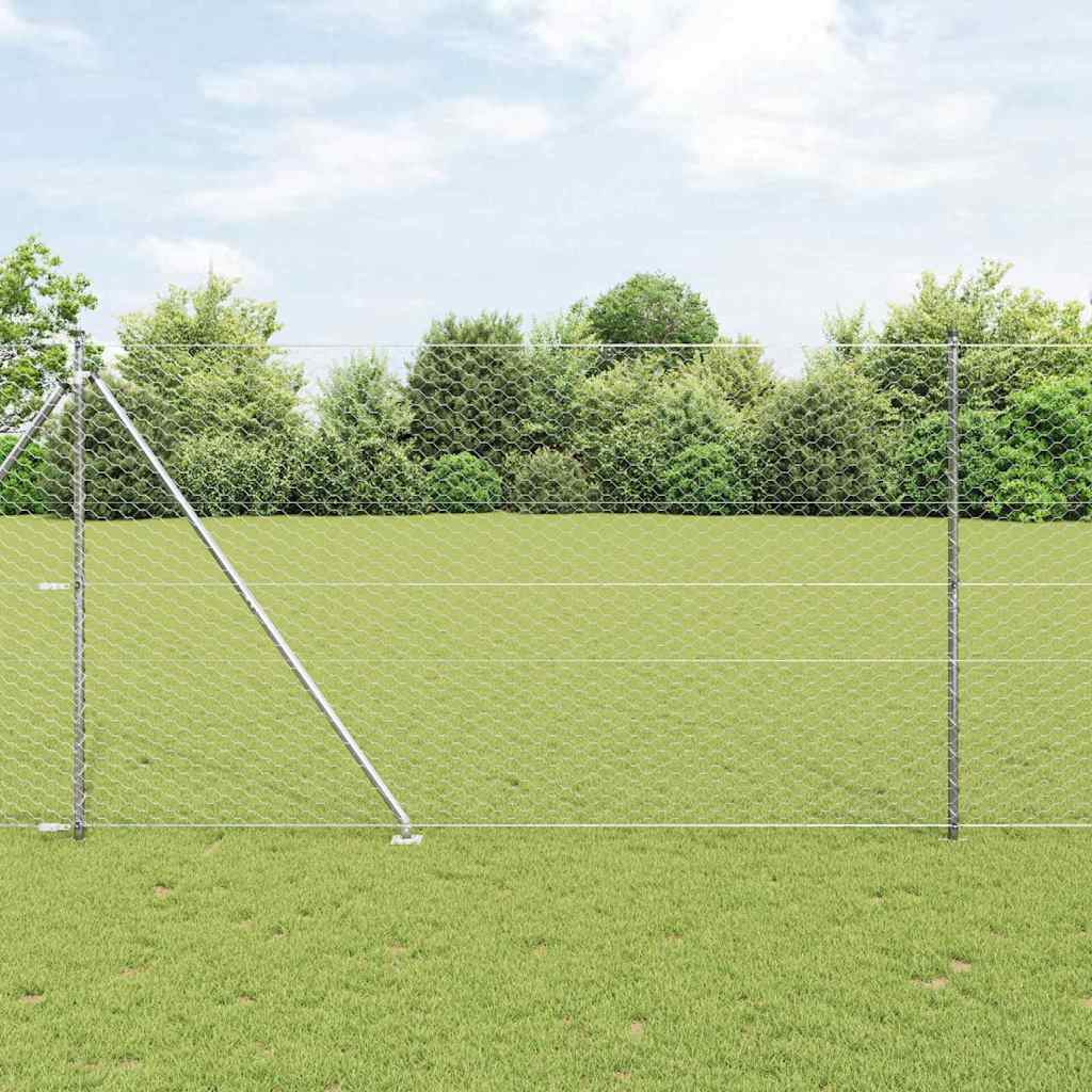 Recinzione in rete saldata zincata 100 x 1,5 m con pali e punte