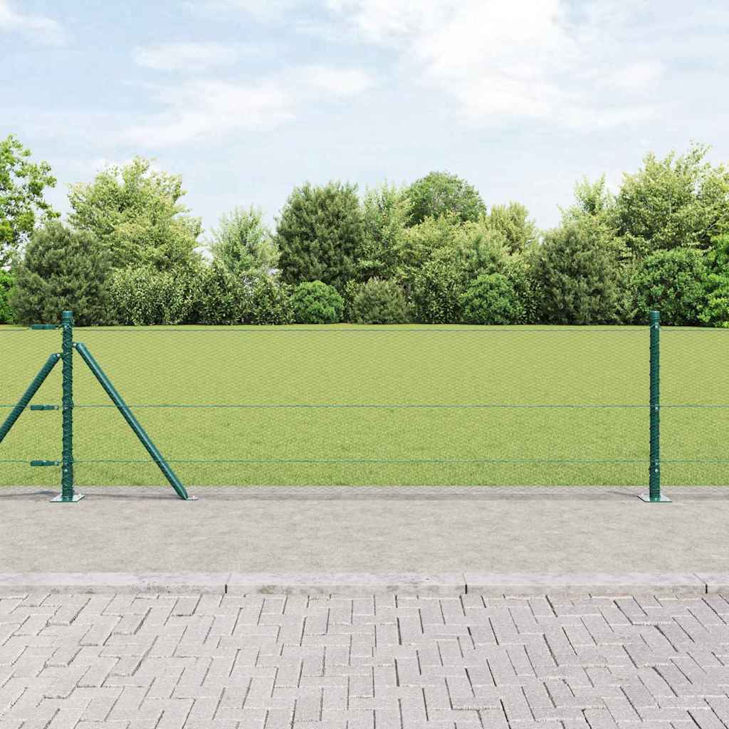Recinzione Metallica Saldato in Rete con Base in Cemento 10x0,6 m - Acciaio Rivestito PVC Verde