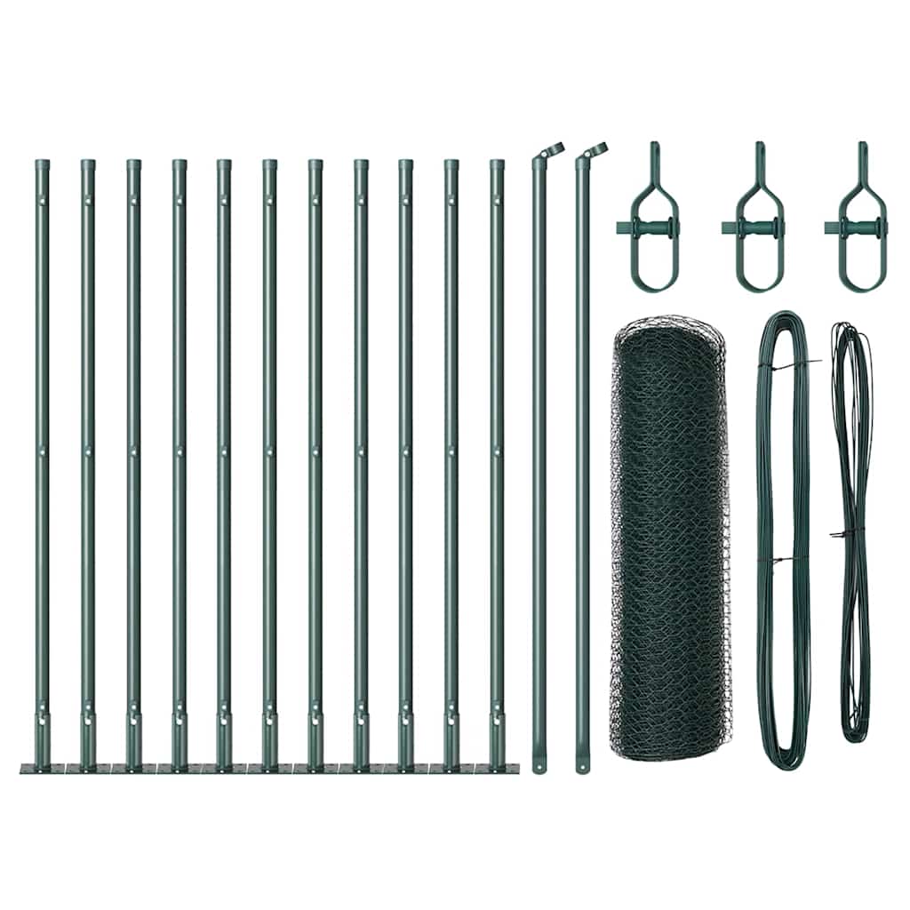 Recinzione Metallica Saldata con Base in Cemento 25x0,4 m - Acciaio Rivestito PVC Verde
