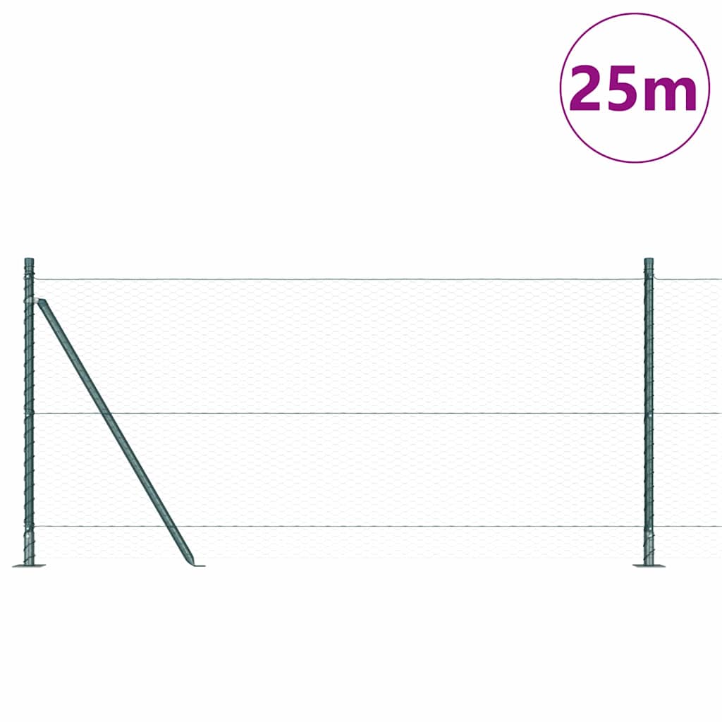 Recinzione Metallica Saldata in Rete 25 x 0,8 m con Pali e Base in Cemento
