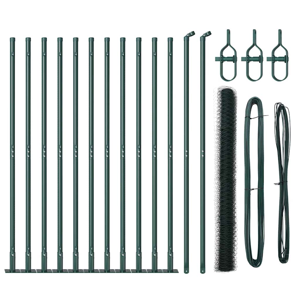 Recinzione Metallica Saldato in Acciaio PVC Verde 25 x 1,6 m con Base in Cemento