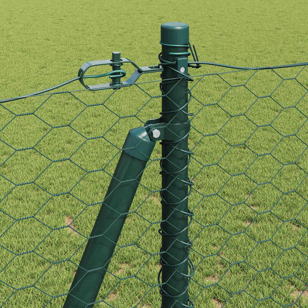 Recinzione Metallica Saldata con Pali e Base in Cemento 50x1,2 m - Verde