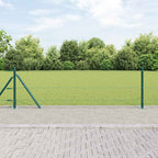 Recinzione Metallica Saldata in Acciaio PVC Verde 100x0,6 m con Pali e Base in Cemento