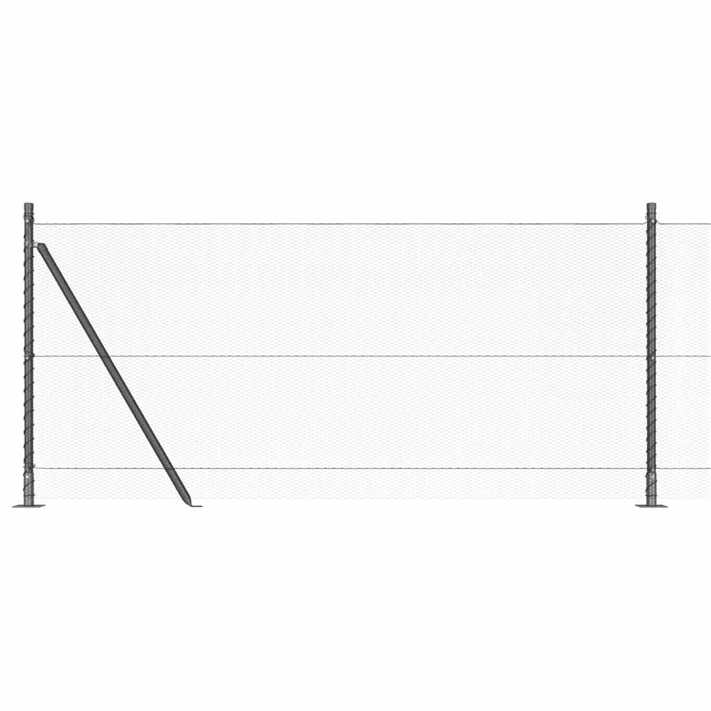 Recinzione Metallica Saldata con Base in Cemento 10x1 m - Acciaio Rivestito PVC Grigio