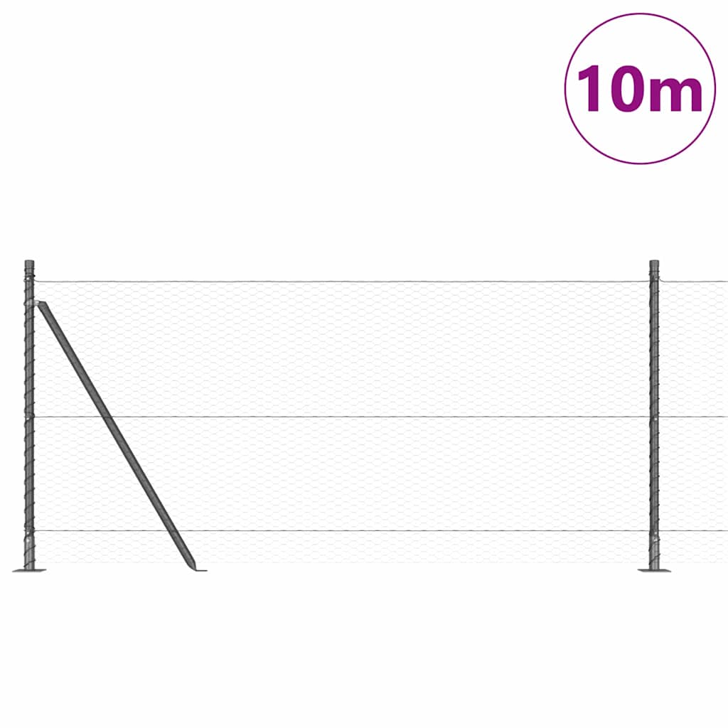 Recinzione Metallica Saldata con Pali e Base in Cemento 10x1 m