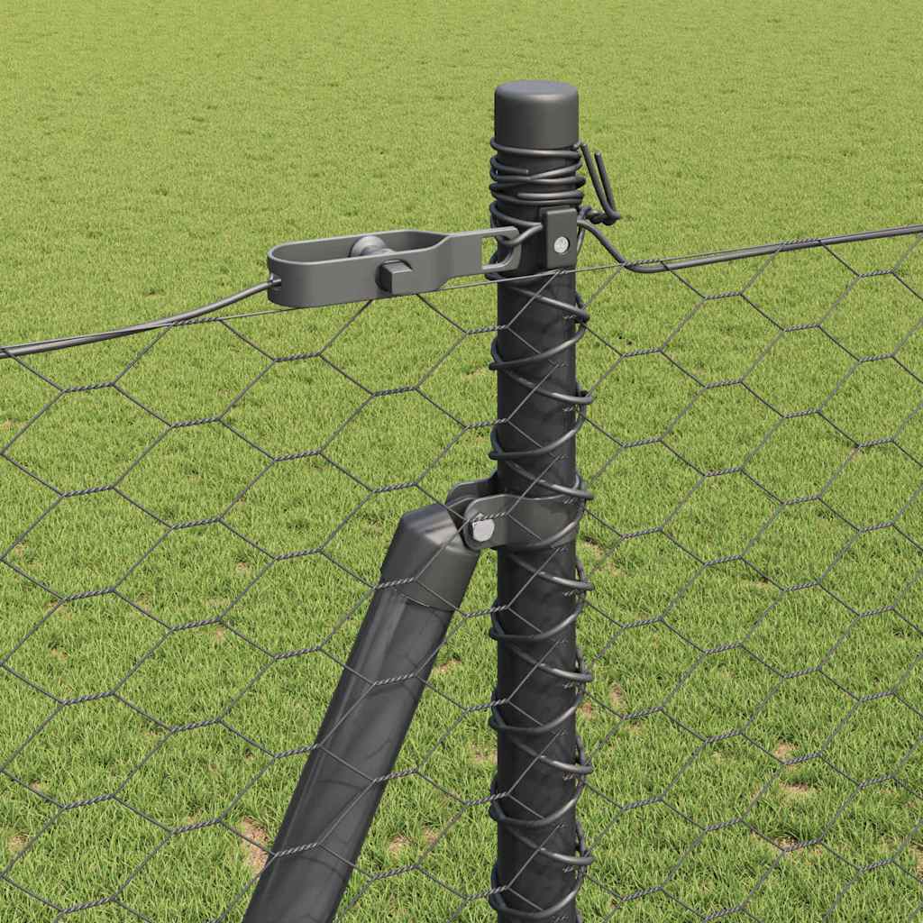 Recinzione Metallica Saldata 10x1,5 m con Pali e Base in Cemento