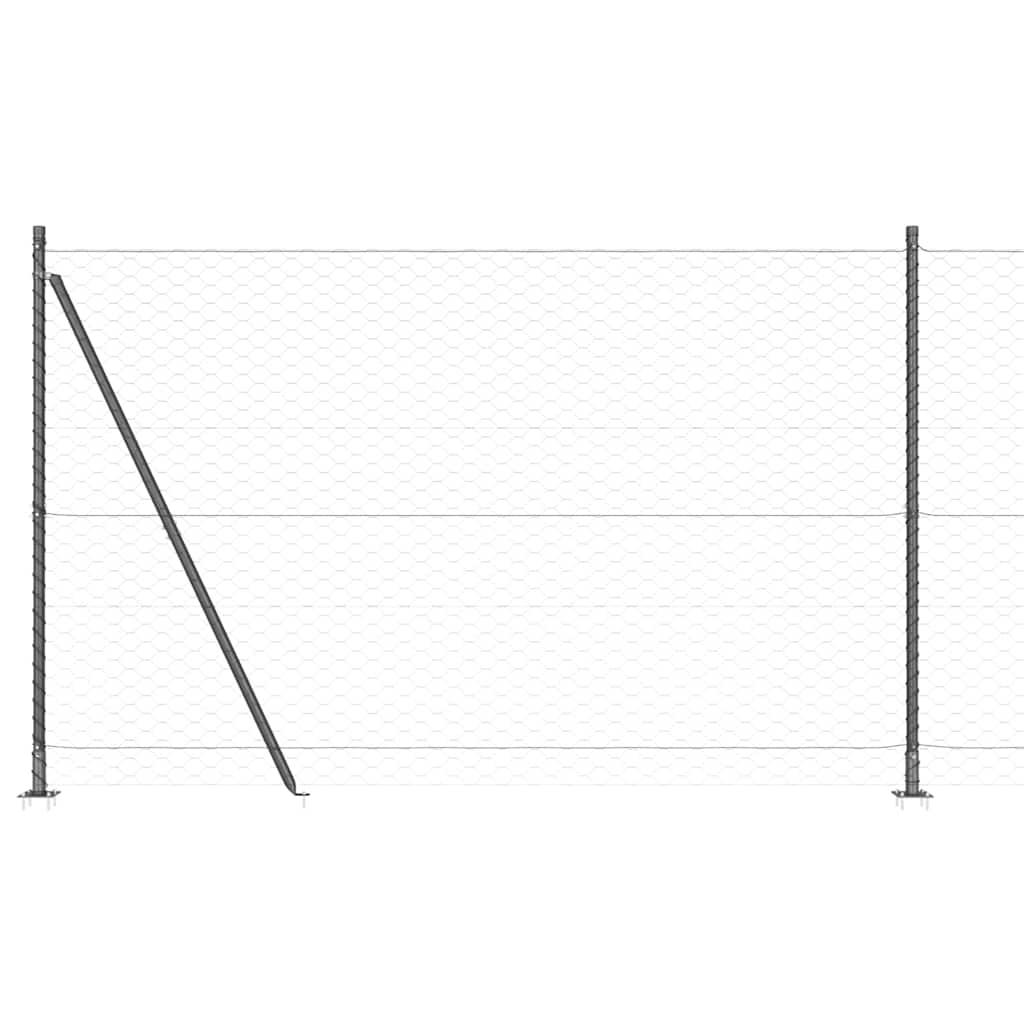 Recinzione Metallica Saldata con Pali e Base in Cemento 10x1,5m